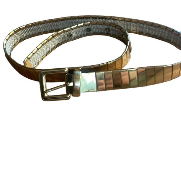 70s 80s Vintage Gold Block Chain Stretchy Belt Small - Picture 2 of 5